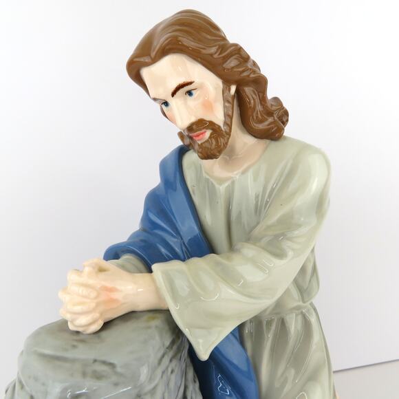 Large Jesus Praying Ceramic Figurine 12” Religious Statue Glazed Christian Decor - Picture 12 of 12